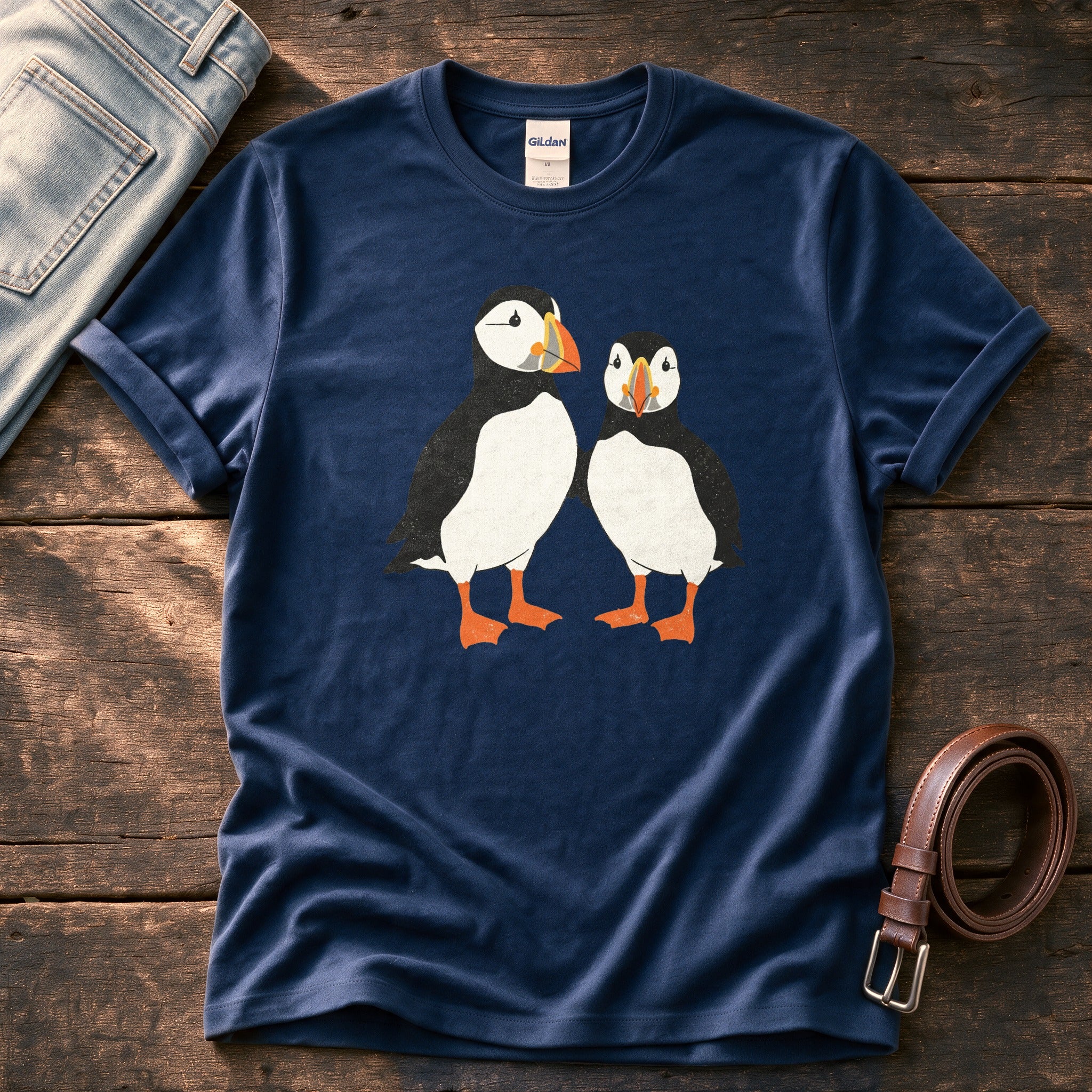 Puffin Pair 55 — Navy Comfort Colors tee