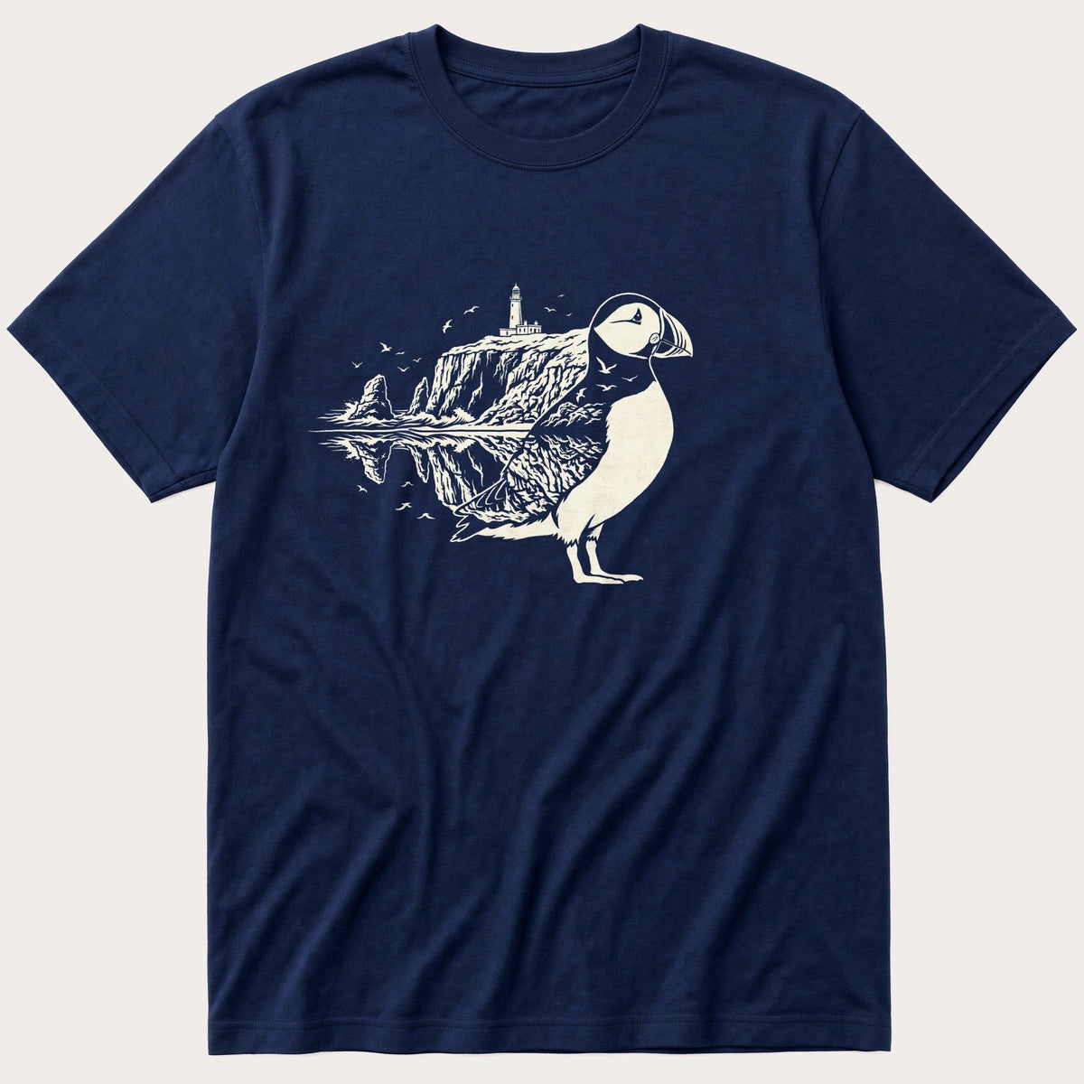 Puffin Reflection 5 — Navy T-Shirt