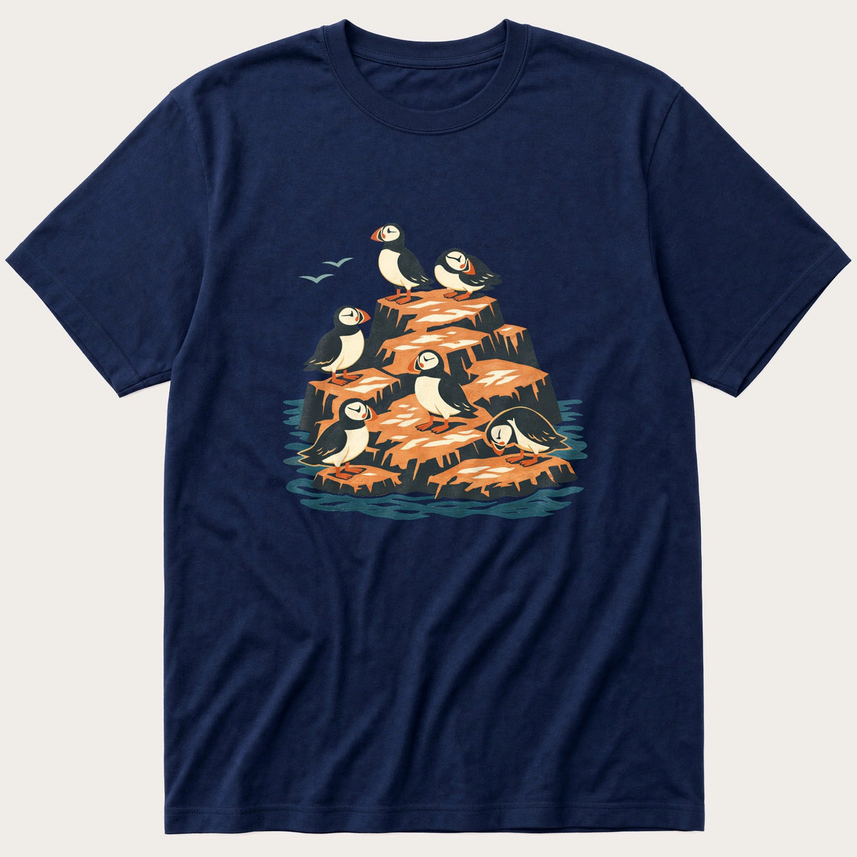 Puffin Rock 4 — Navy T-Shirt