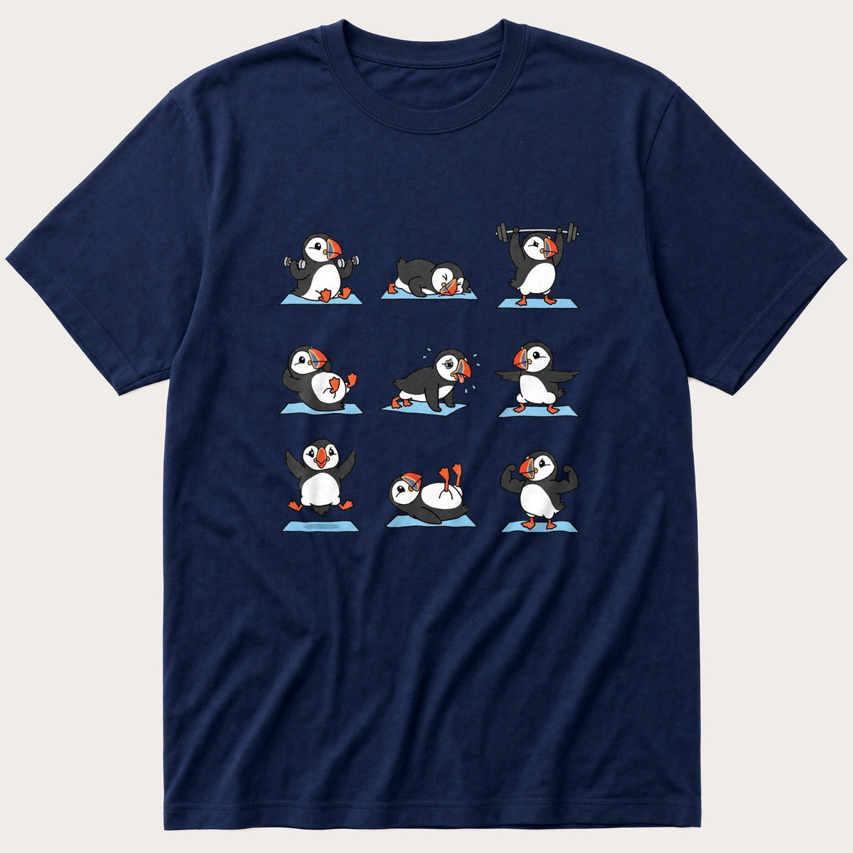 Puffin Workout — Navy T-Shirt
