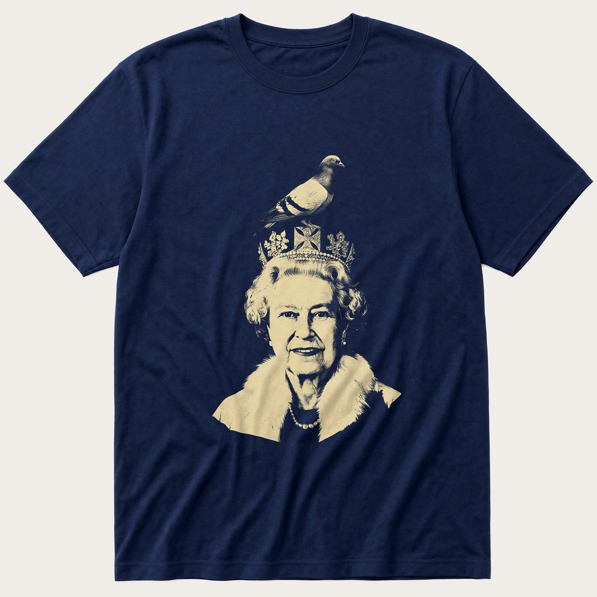 Queen Elizabeth Pigeon 9 — Navy T-Shirt