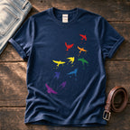 Rainbow birds — Navy Comfort Colors tee