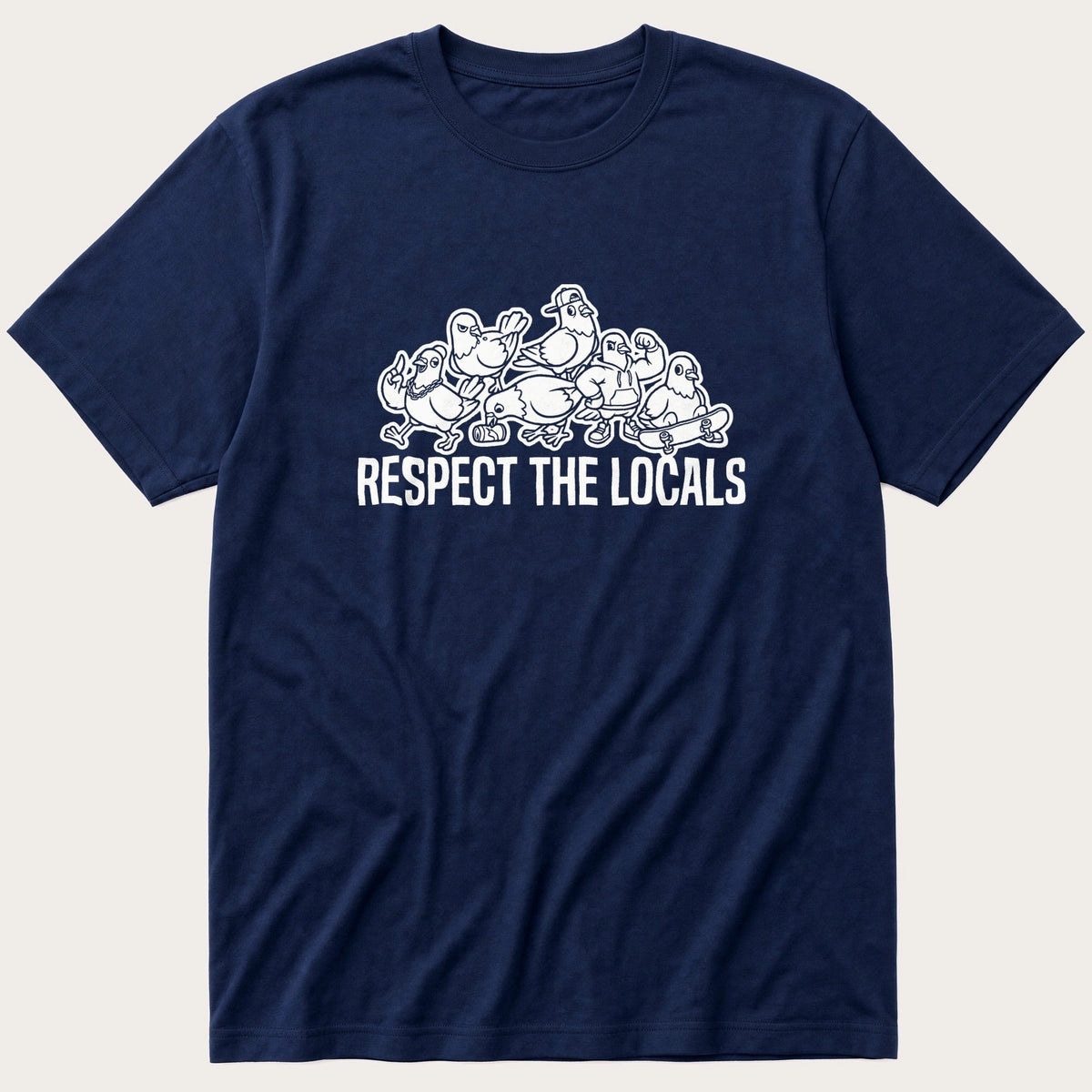Respect The Locals City Pigeons — Navy T-Shirt
