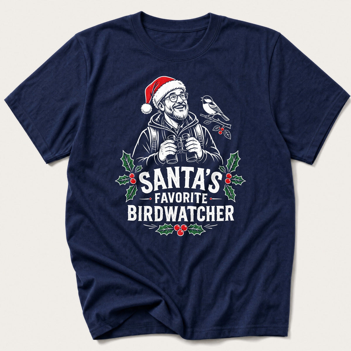 Santa's Favorite Birdwatcher — Navy T-Shirt