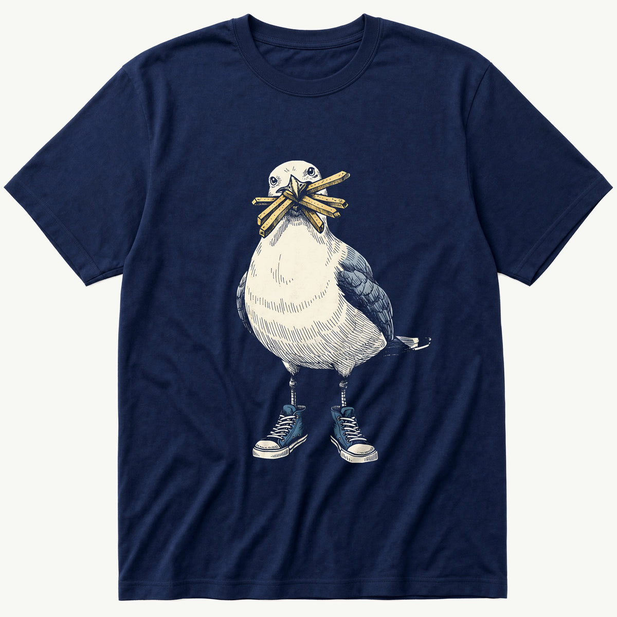 Seagull With Chips 2 — Navy T-Shirt