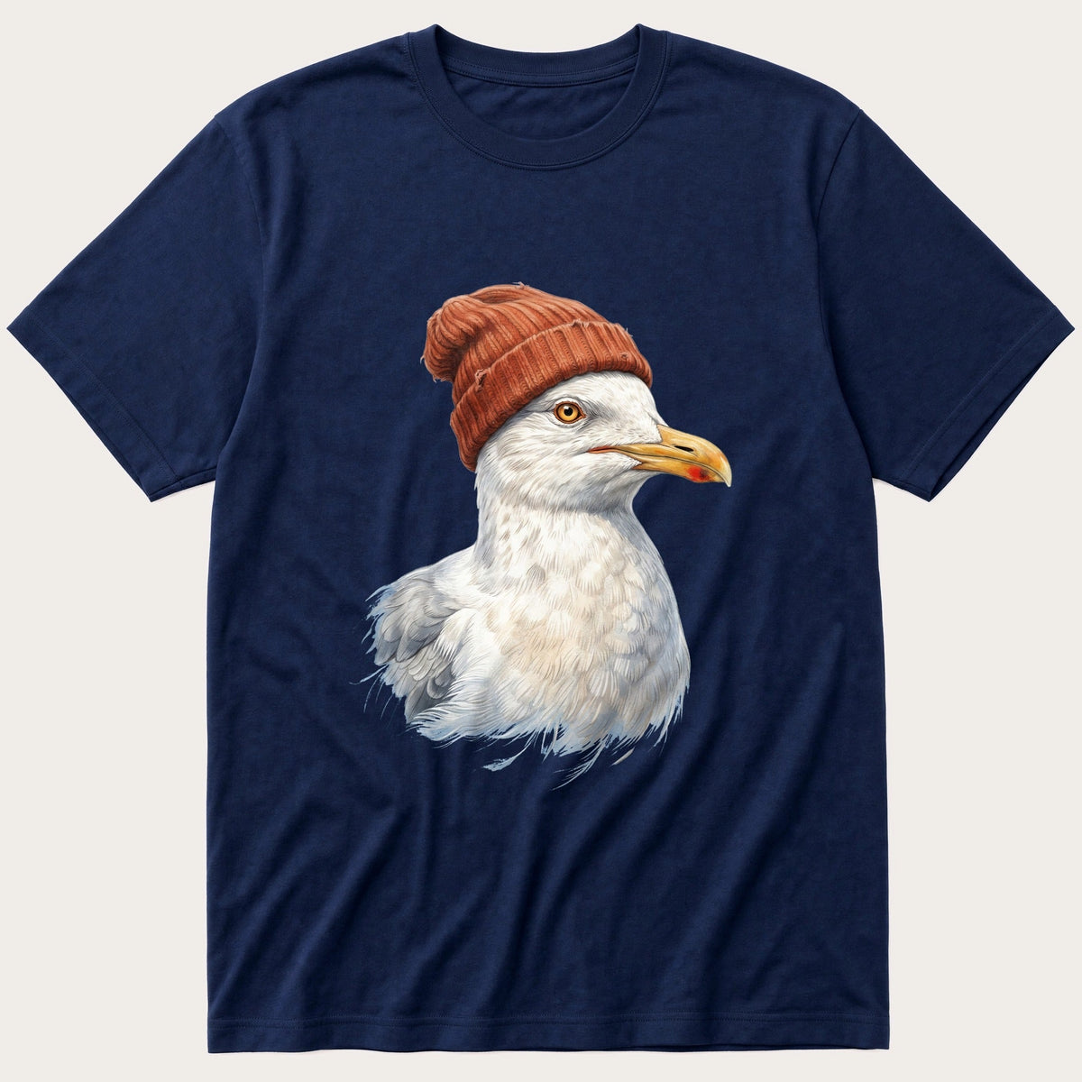 Seagull Wool Hat 1 — Navy T-Shirt