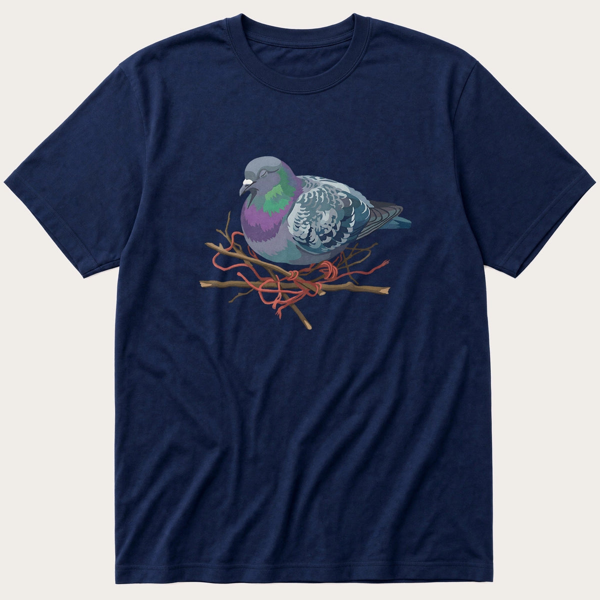 Sleeping Pigeon — Navy T-Shirt