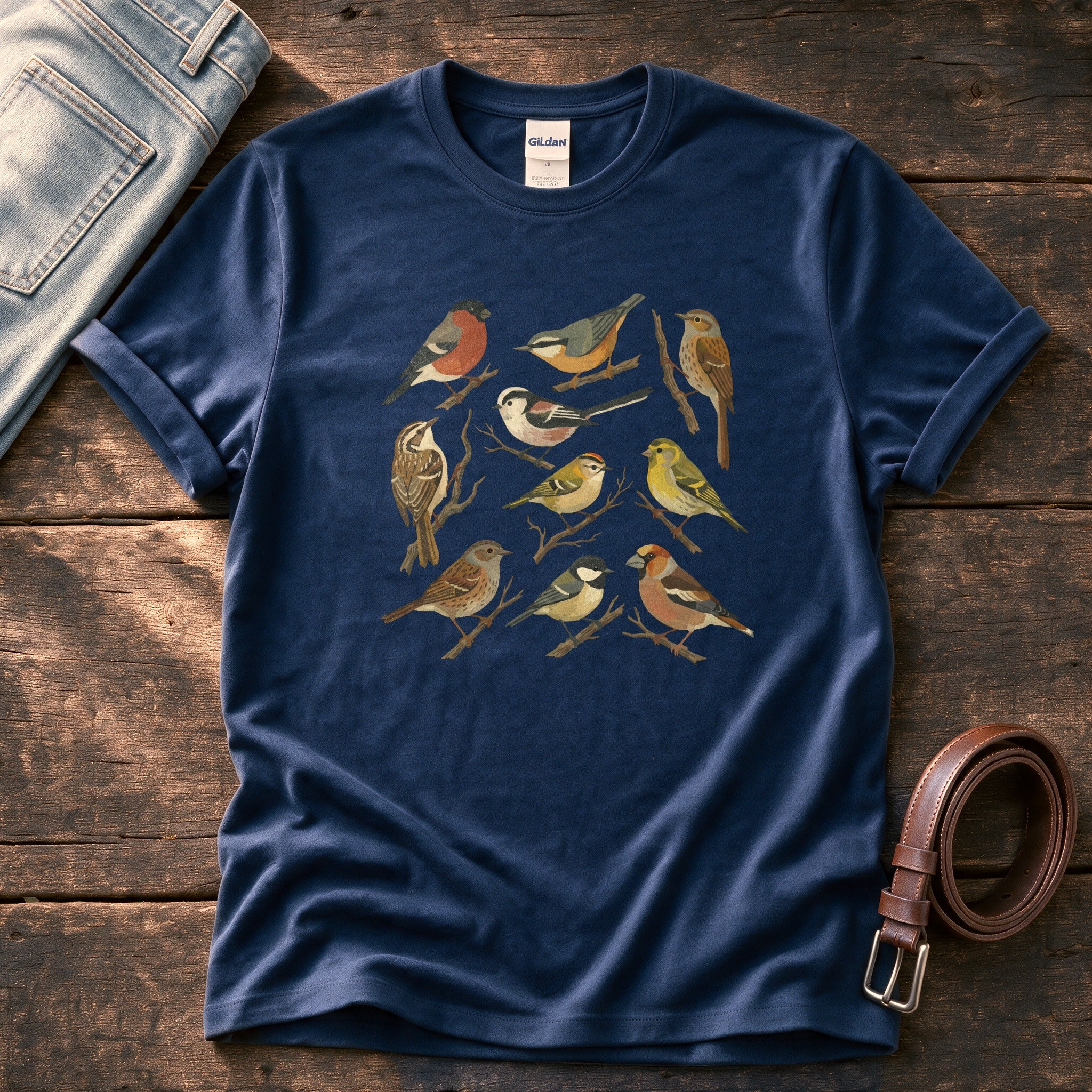 Small Wild Bird Flock — Navy Comfort Colors tee