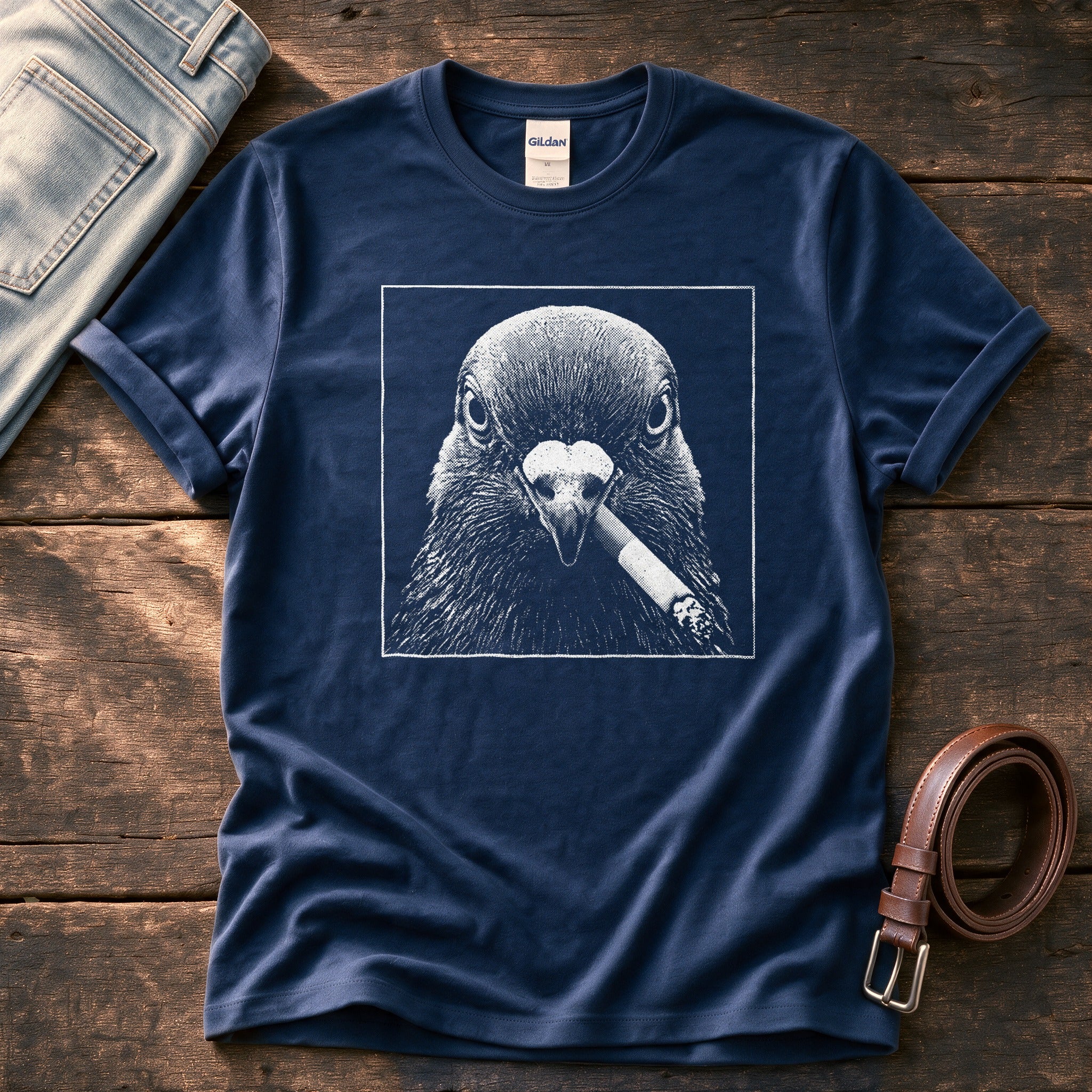 Smoking Pigeon — Navy Comfort Colors tee