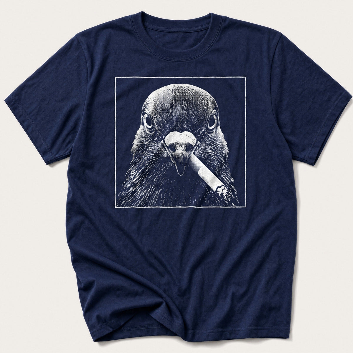 Smoking Pigeon — Navy T-Shirt
