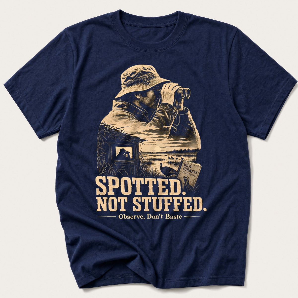 Spotted Not Stuffed Silhouette — Navy T-Shirt