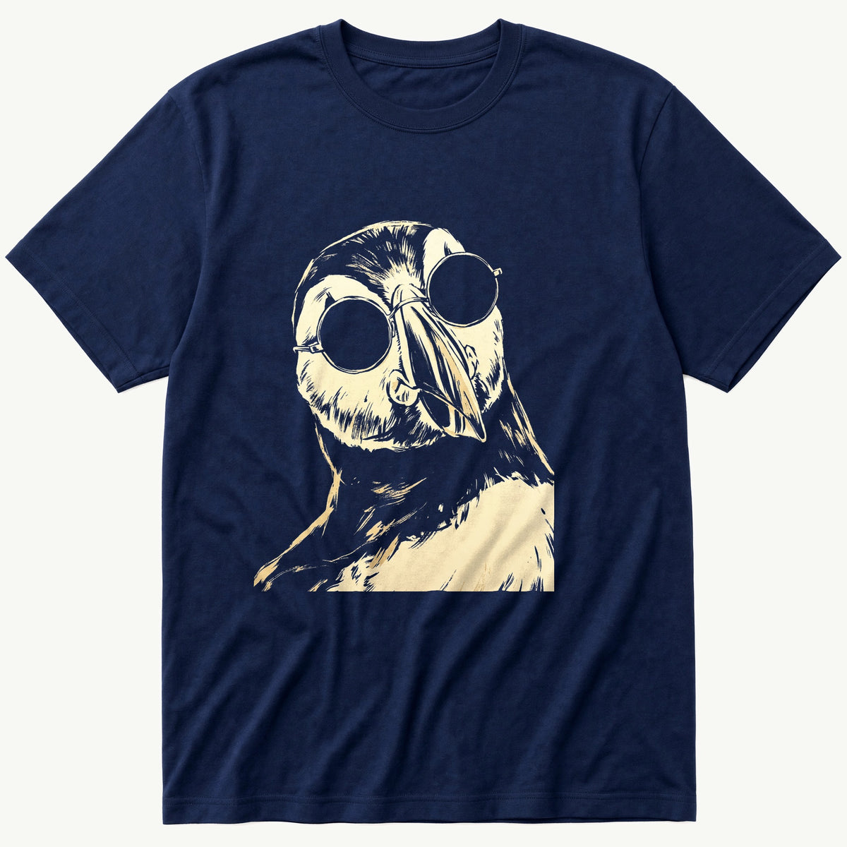 Sunglass Puffin 4 — Navy T-Shirt