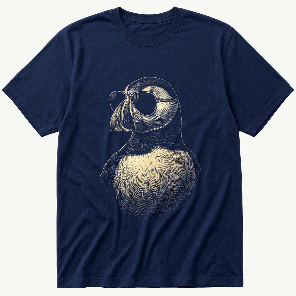 Sunglass Puffin 5 — Navy T-Shirt