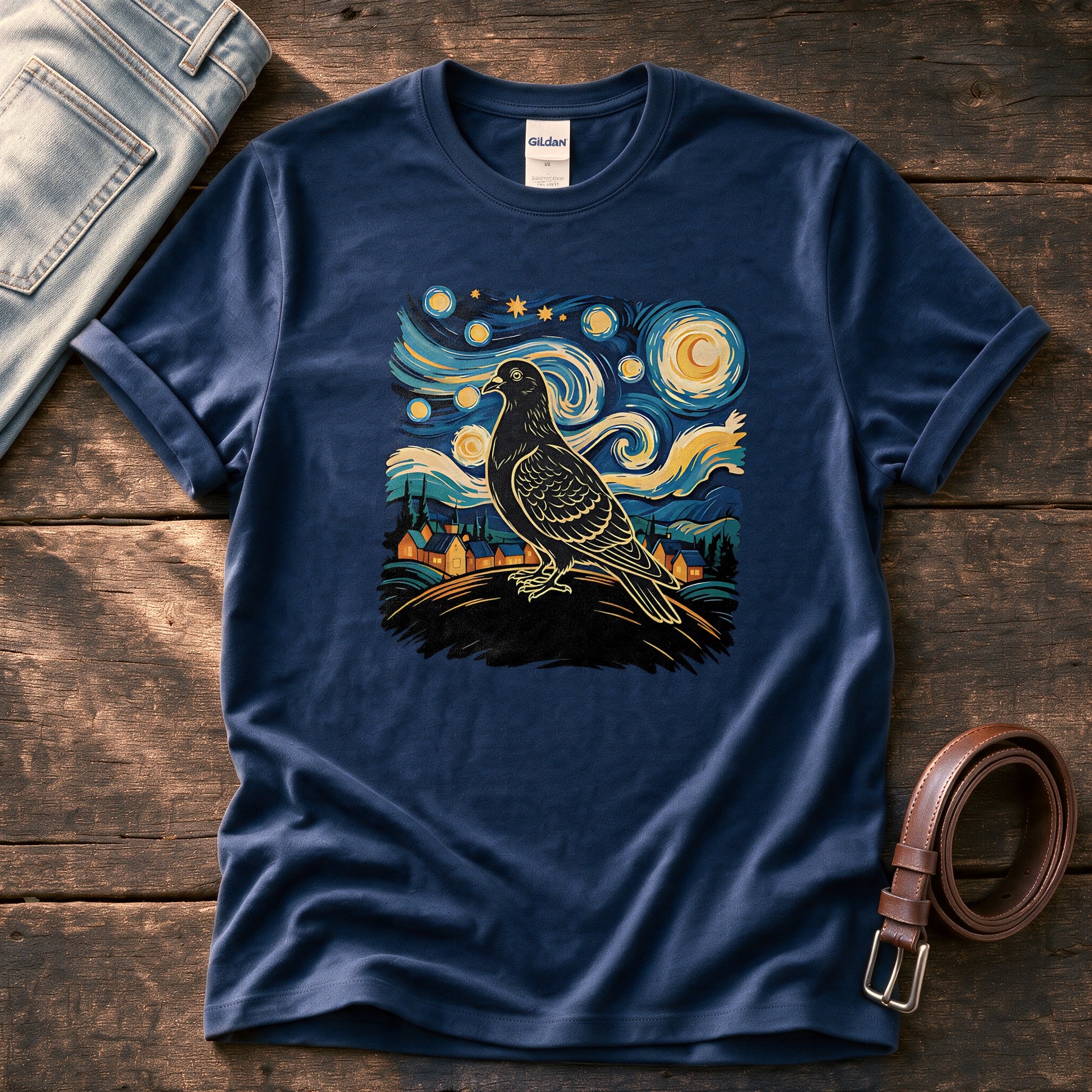 van gough pigeion — Navy Comfort Colors tee