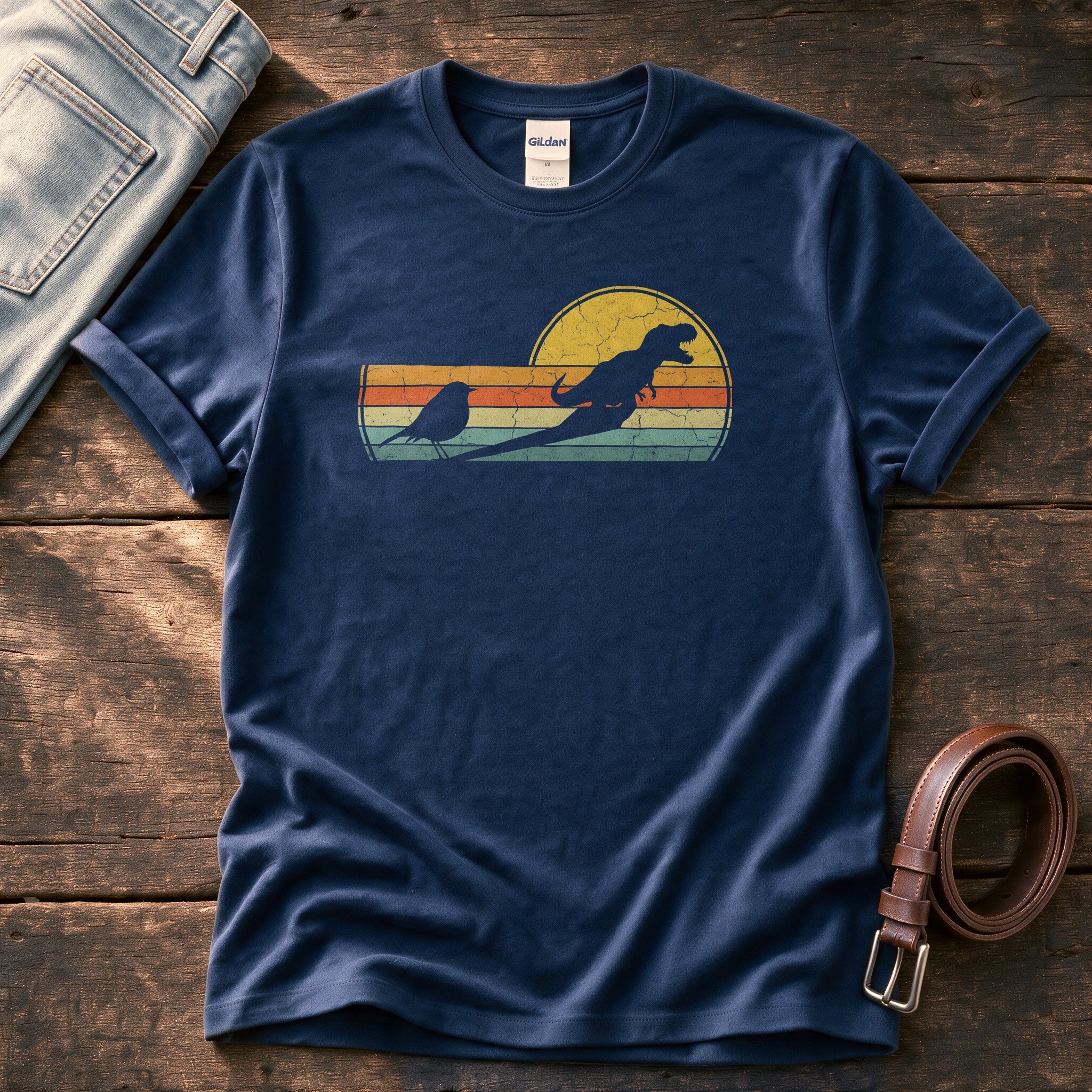 Vintage Dino Shadow — Navy Comfort Colors tee