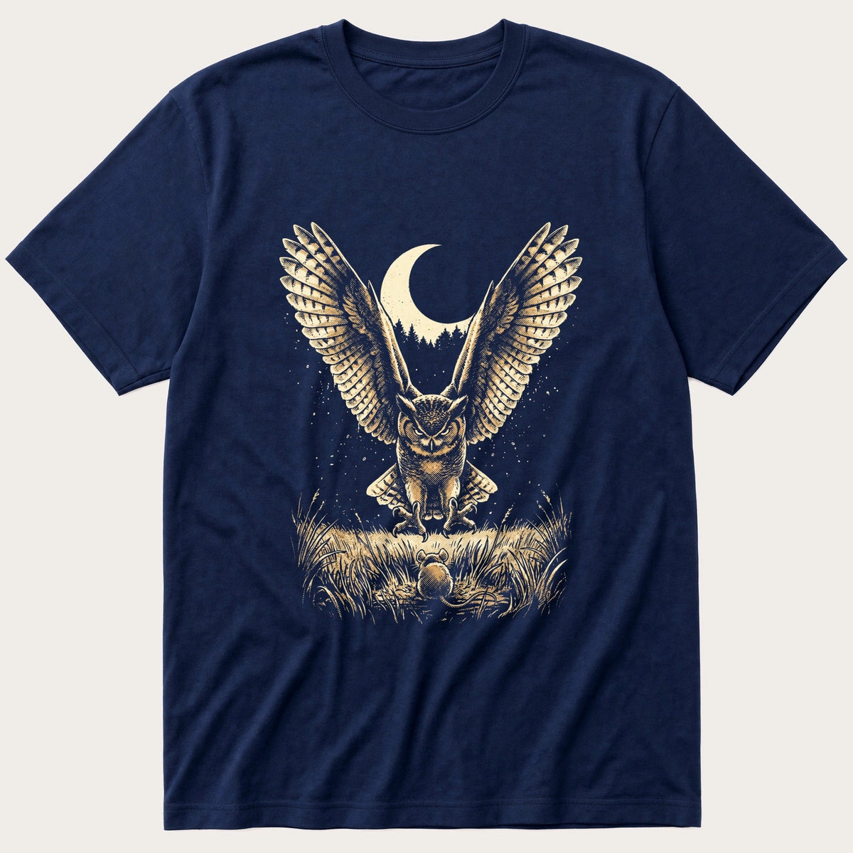 Washed Out Owl 5 — Navy T-Shirt