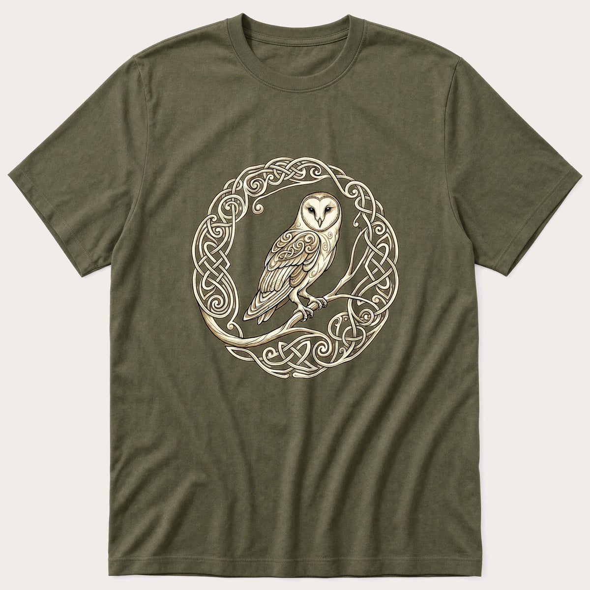 Barn Owl Crest — Olive T-Shirt