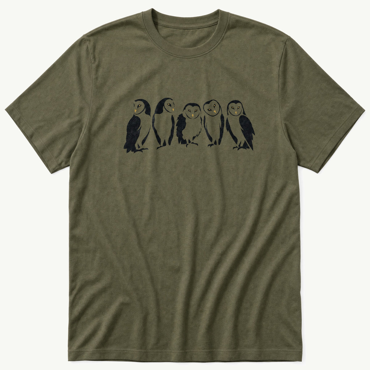 Barn Owls 66 — Olive T-Shirt