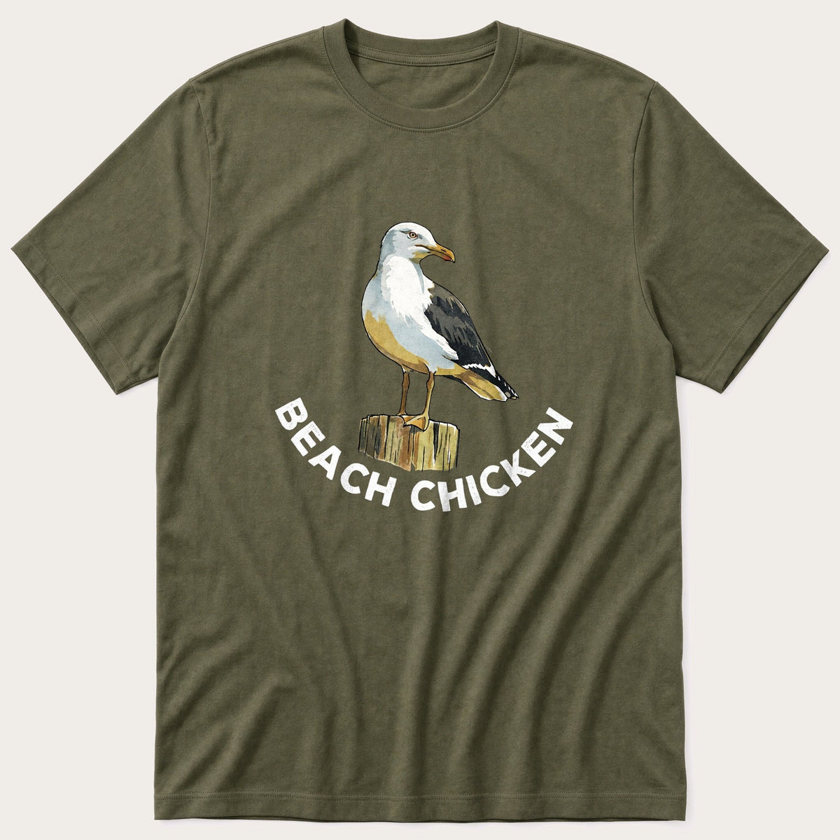 Beach Chicken 12 — Olive T-Shirt