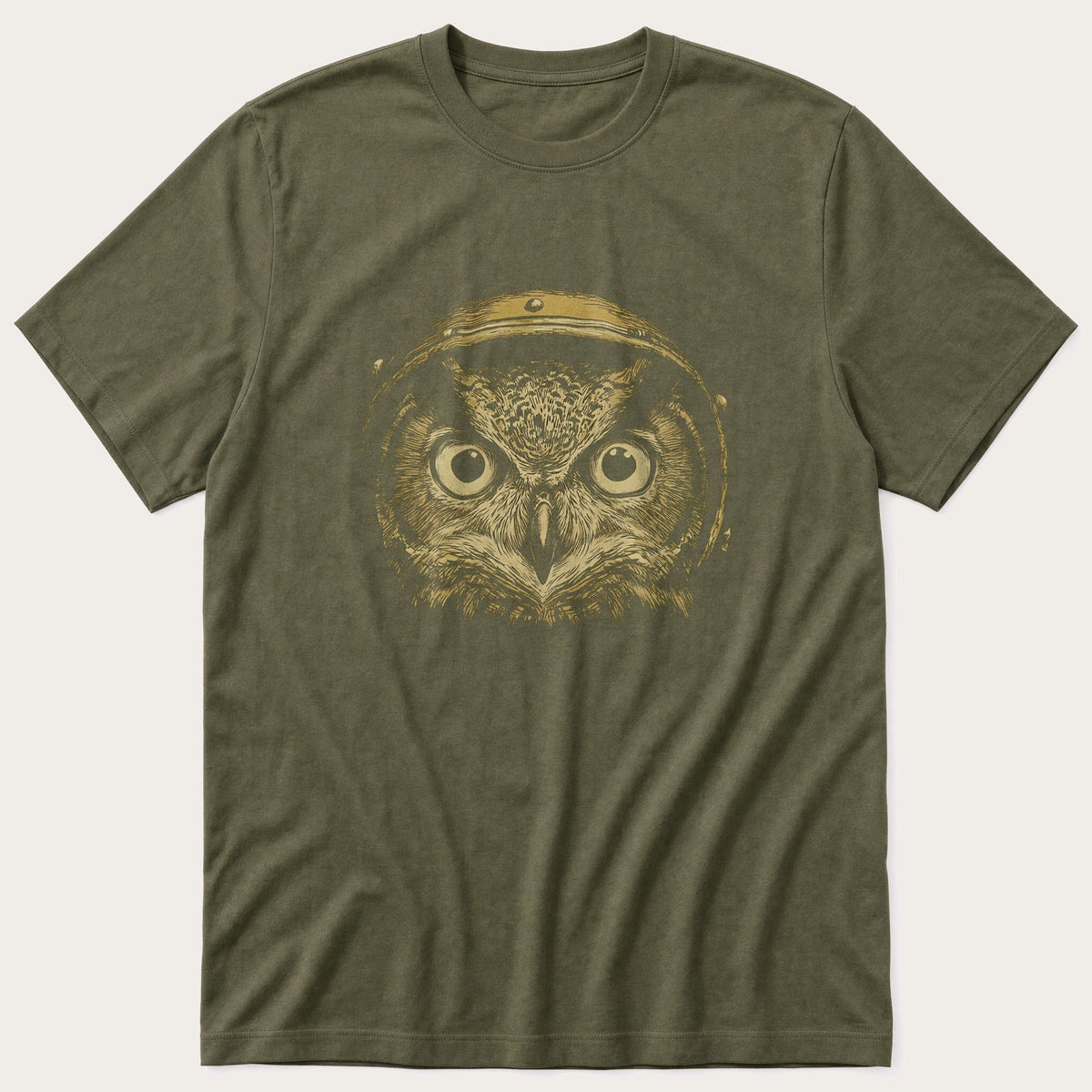 Biker Owl 5 — Olive T-Shirt