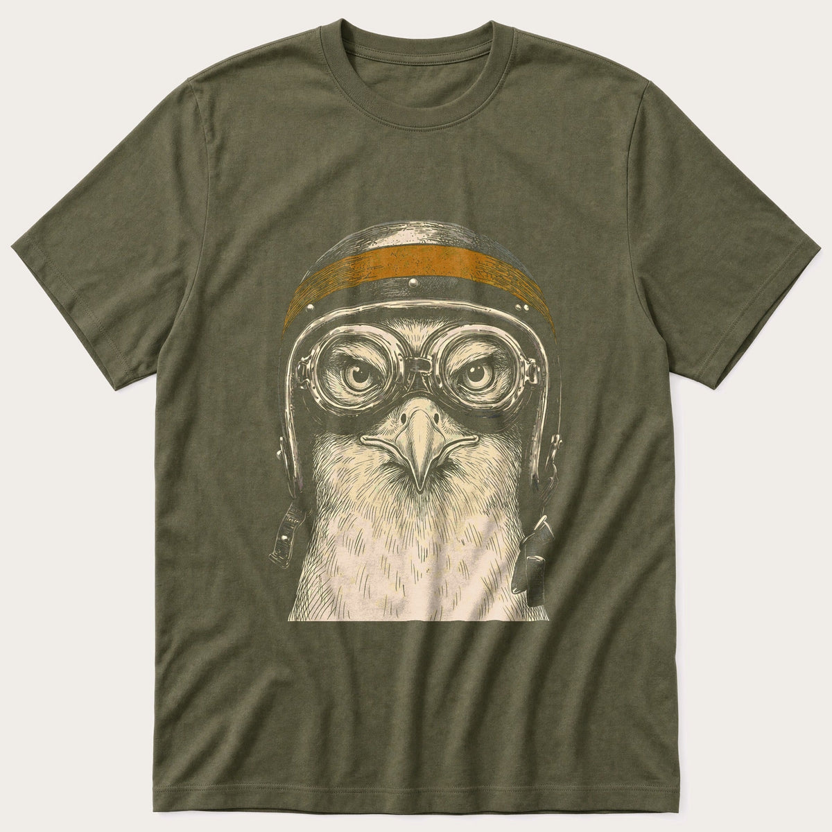Biker Seagull 9 — Olive T-Shirt
