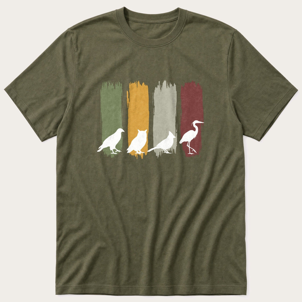 Bird Tribal Paint — Olive T-Shirt