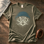 Blue Beanie Owl — Olive Comfort Colors tee