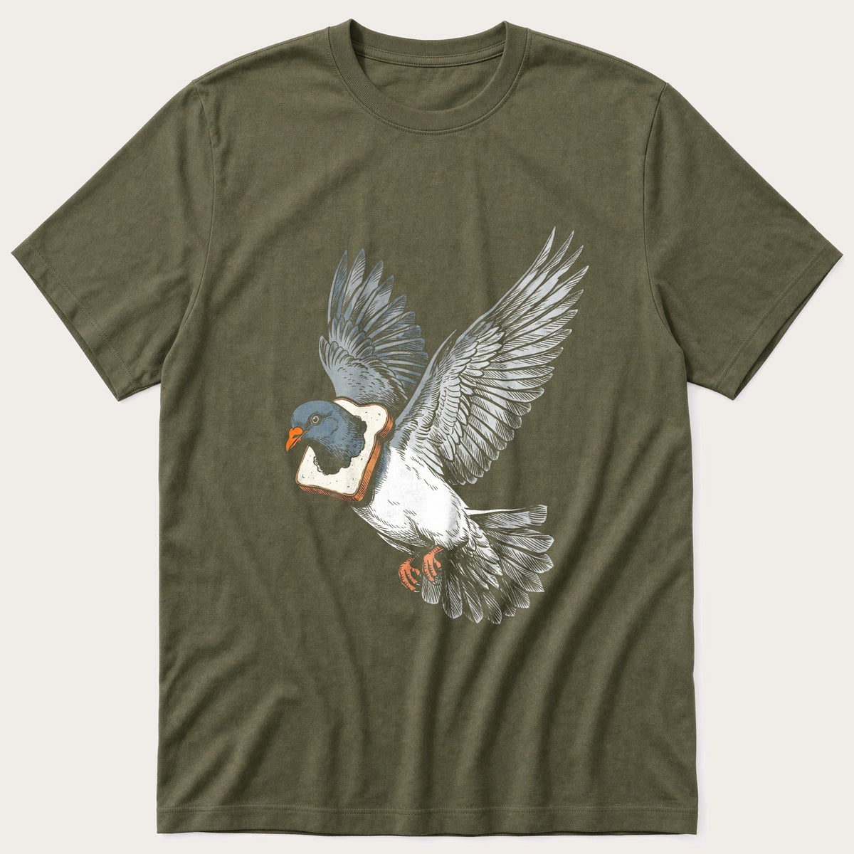 Bread Pigeon 66 — Olive T-Shirt