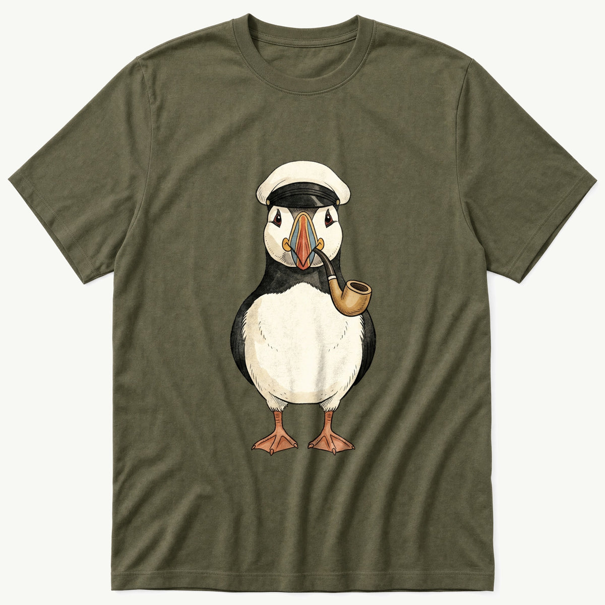 Cap Puffin 4 — Olive T-Shirt