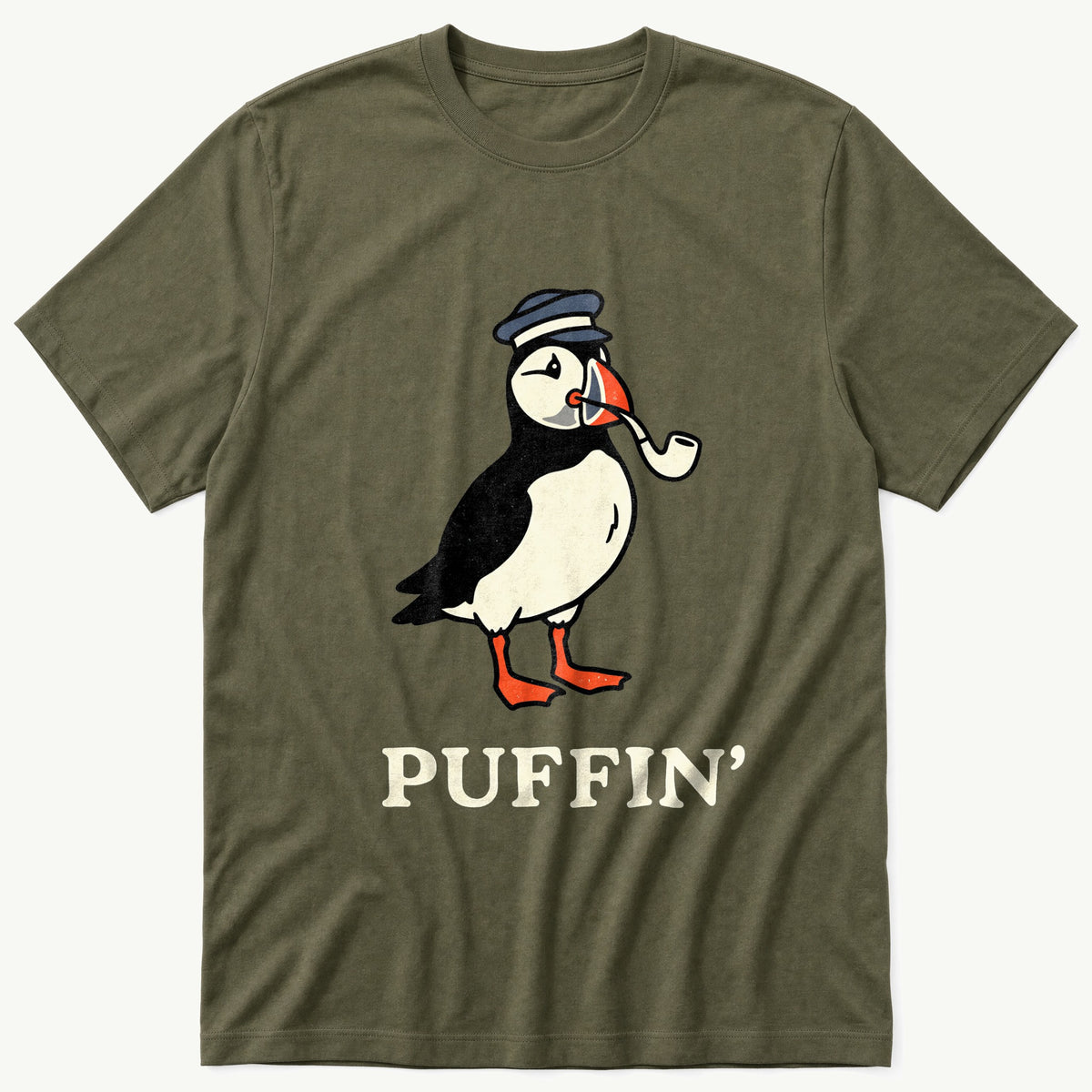 Cap Puffin 7 — Olive T-Shirt