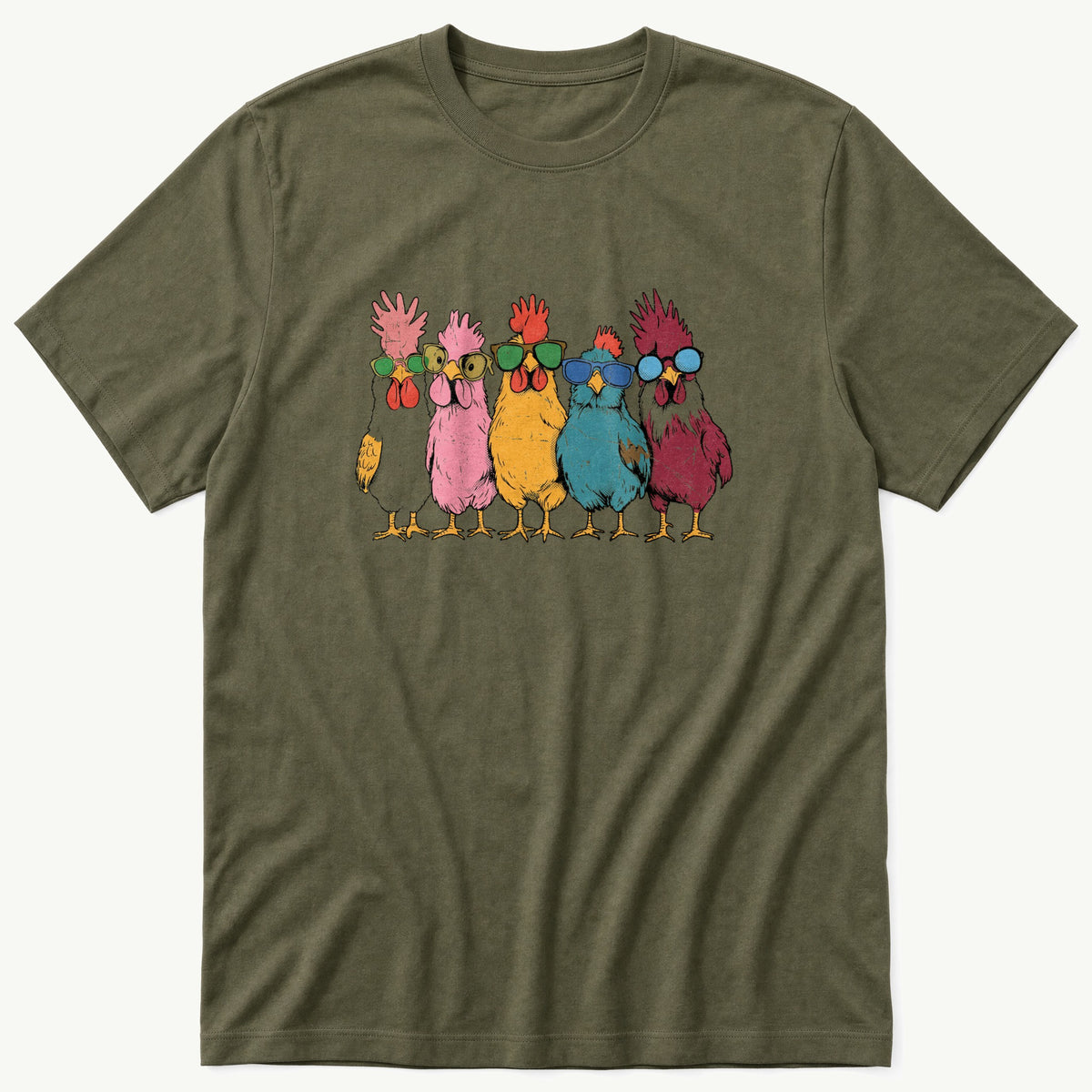 Chicken lineup — Olive T-Shirt