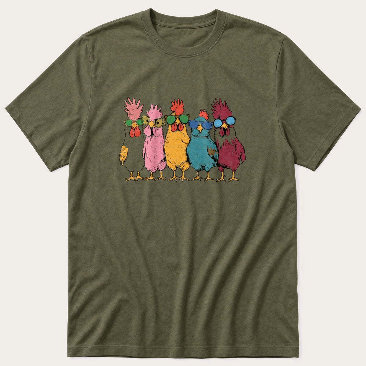 Chicken lineup — Olive T-Shirt
