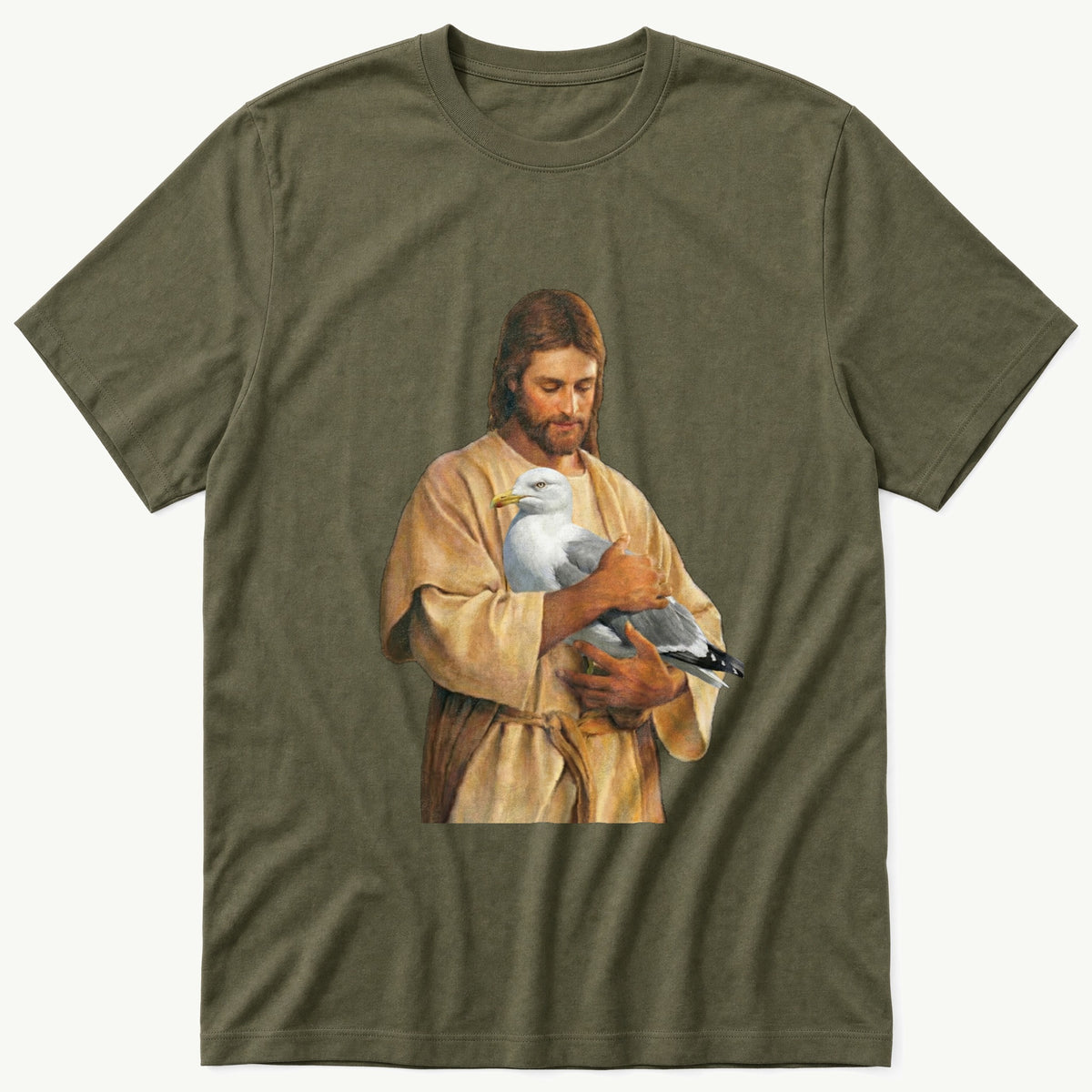 Christ With Seagull 5 — Olive T-Shirt
