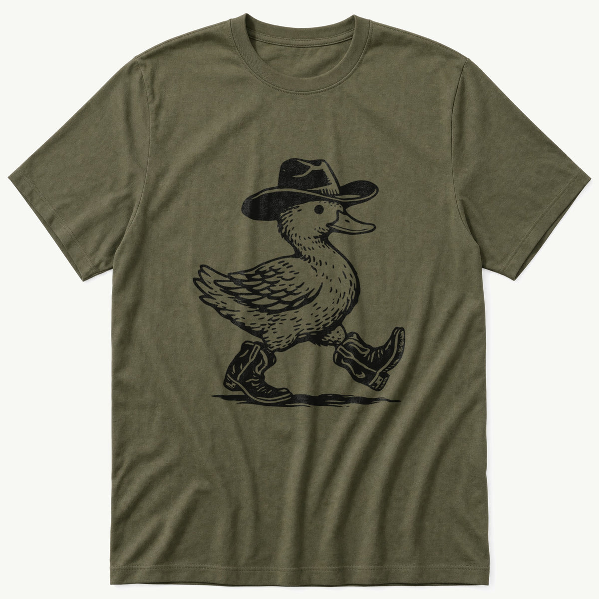 Cowboy Duck 3 — Olive T-Shirt