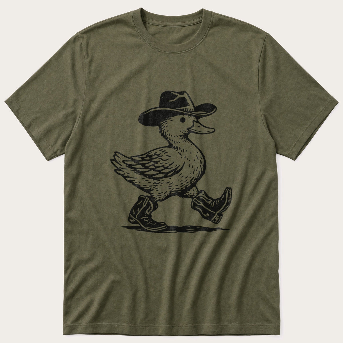 Cowboy Duck 3 — Olive T-Shirt