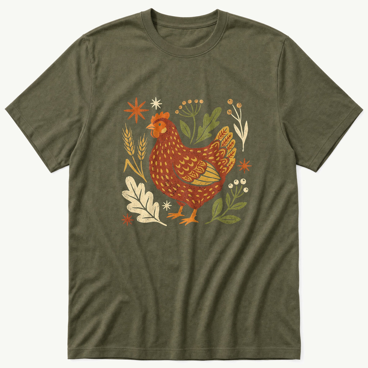 Cutout Hen 2 — Olive T-Shirt