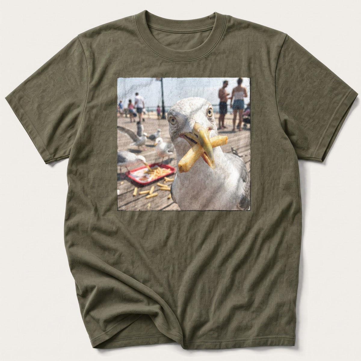 Disaster Seagull 2 — Olive T-Shirt