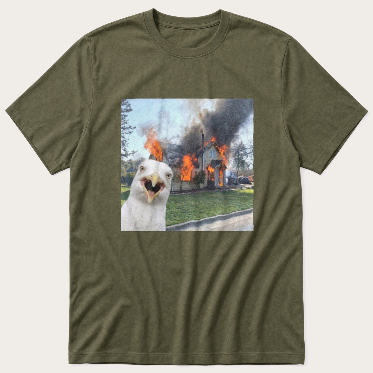 Disaster Seagull 4 — Olive T-Shirt