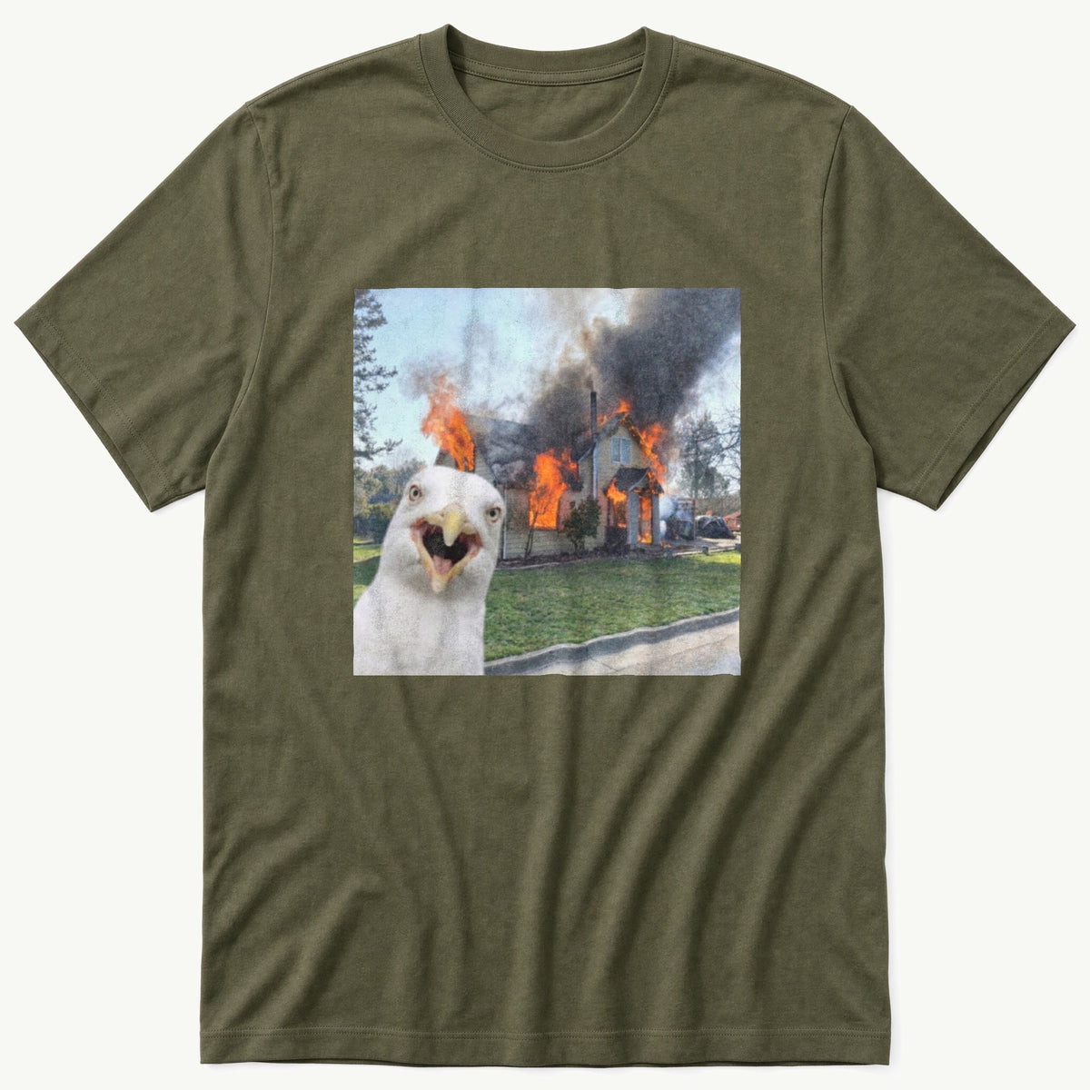 Disaster Seagull 4 — Olive T-Shirt