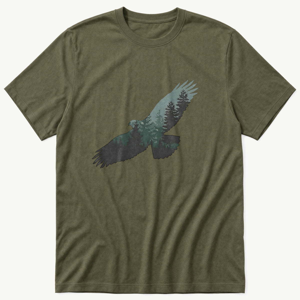 Eagle Treeline Shiloette — Olive T-Shirt