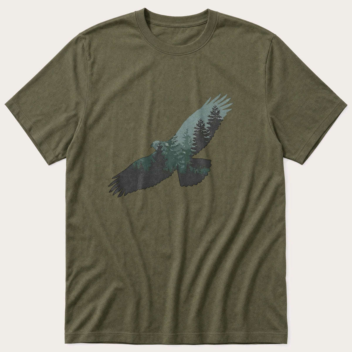 Eagle Treeline Shiloette — Olive T-Shirt