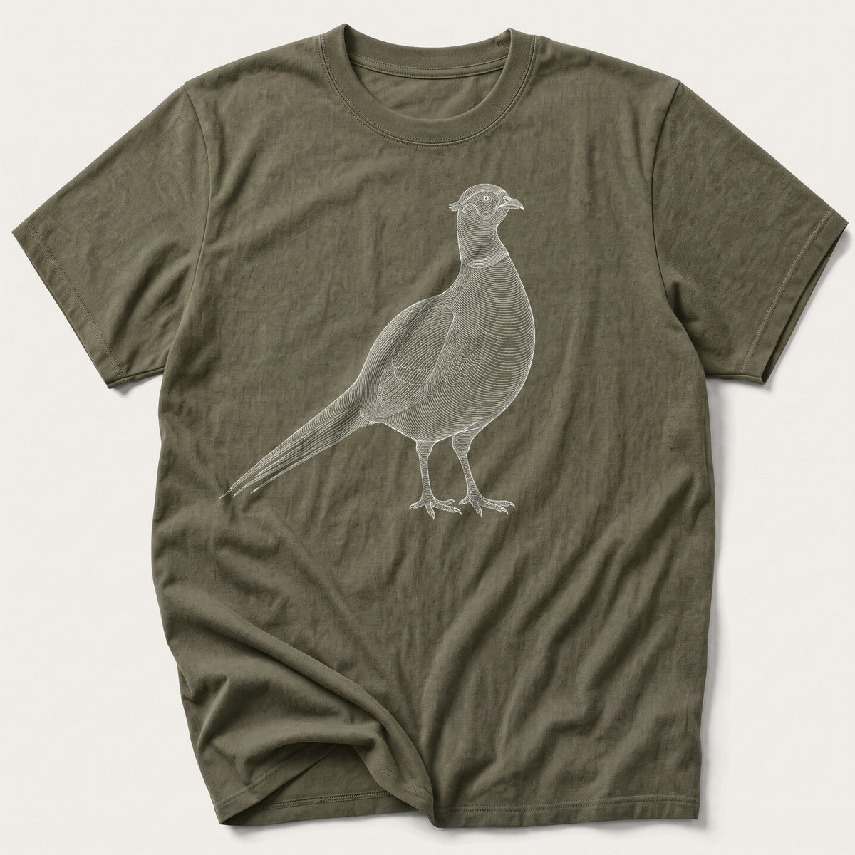Etched Pheasant — Olive T-Shirt