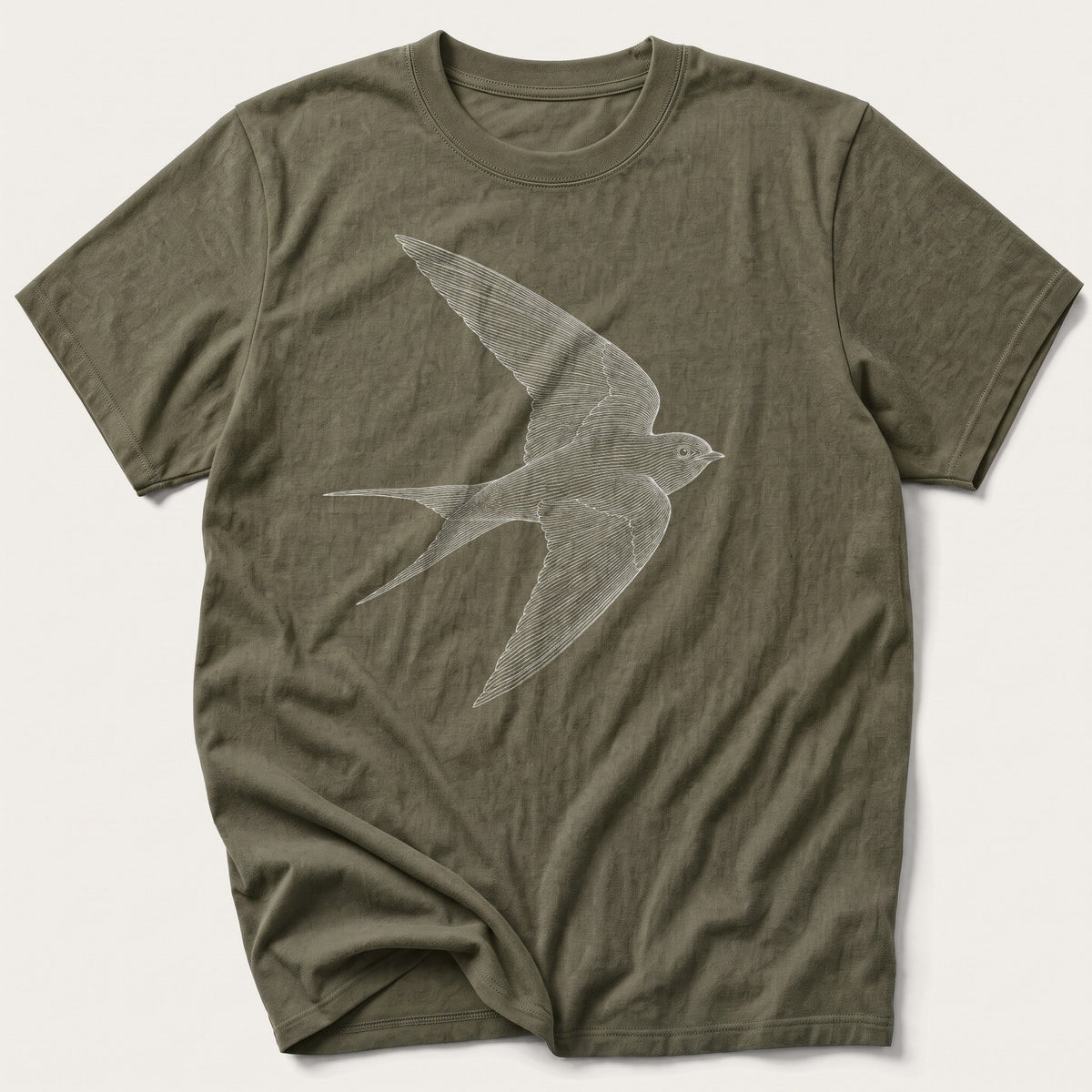 Etched Swallow — Olive T-Shirt