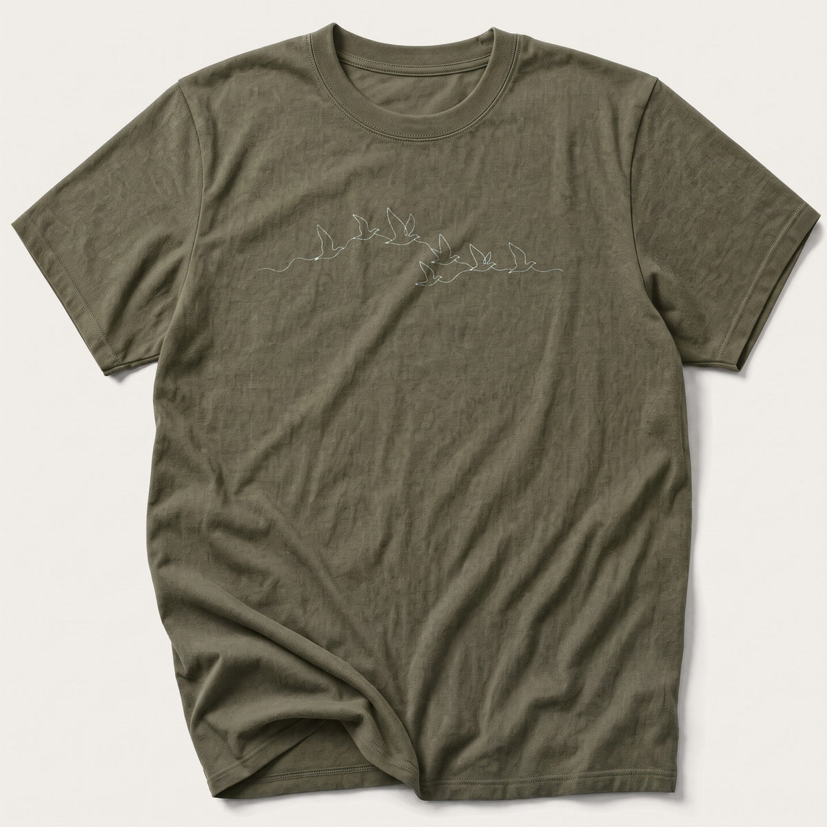 Flock In One Line — Olive T-Shirt