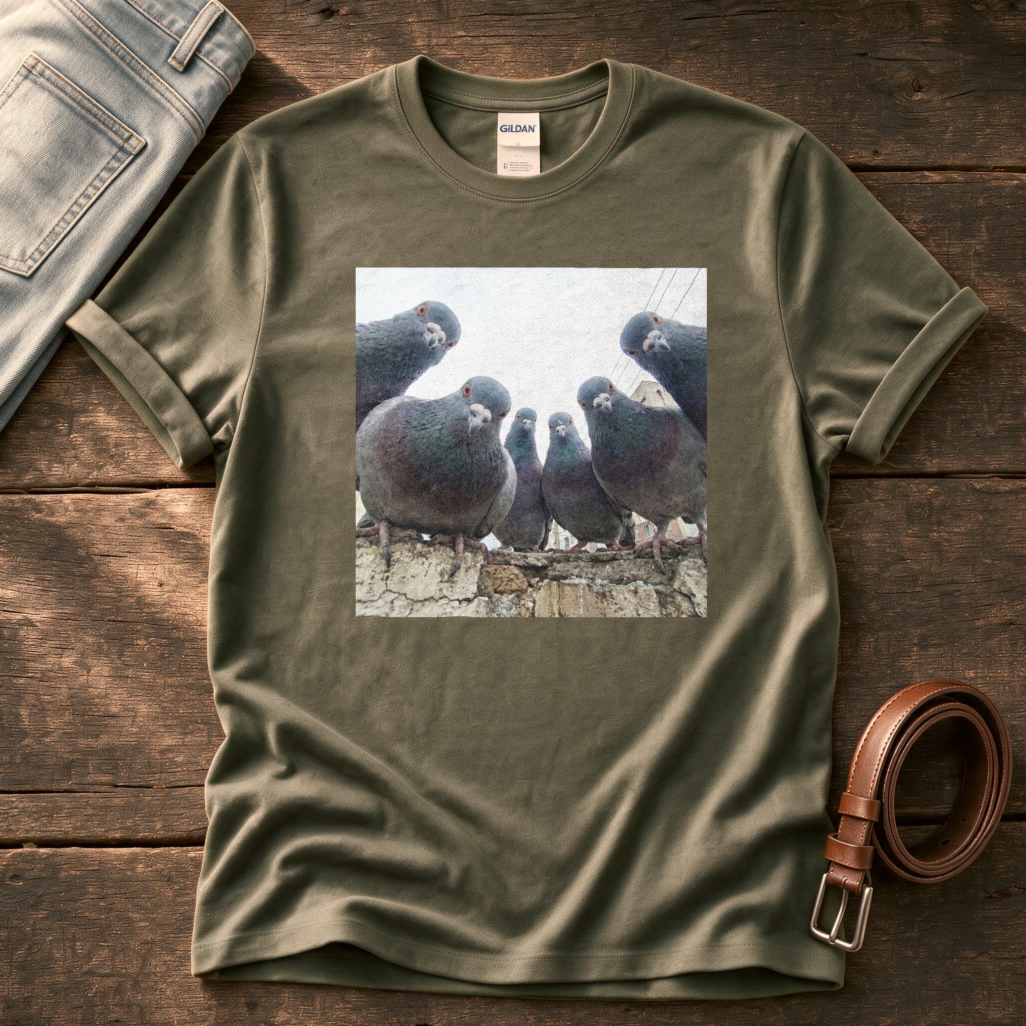 Flock Of Pigeons 3 — Olive Comfort Colors tee