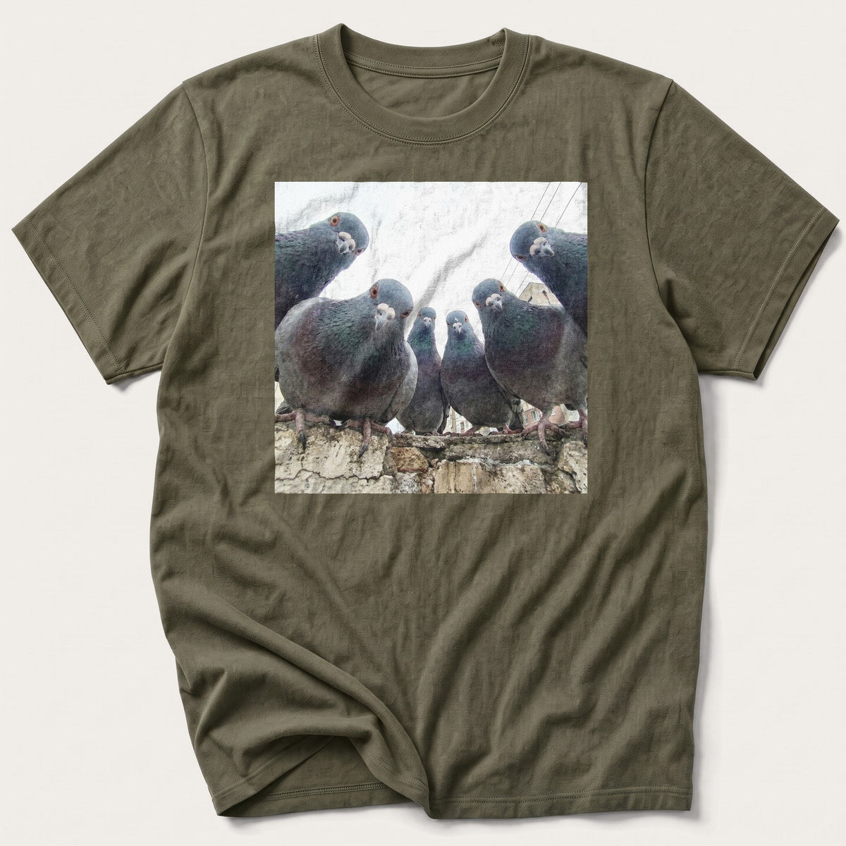 Flock Of Pigeons 3 — Olive T-Shirt