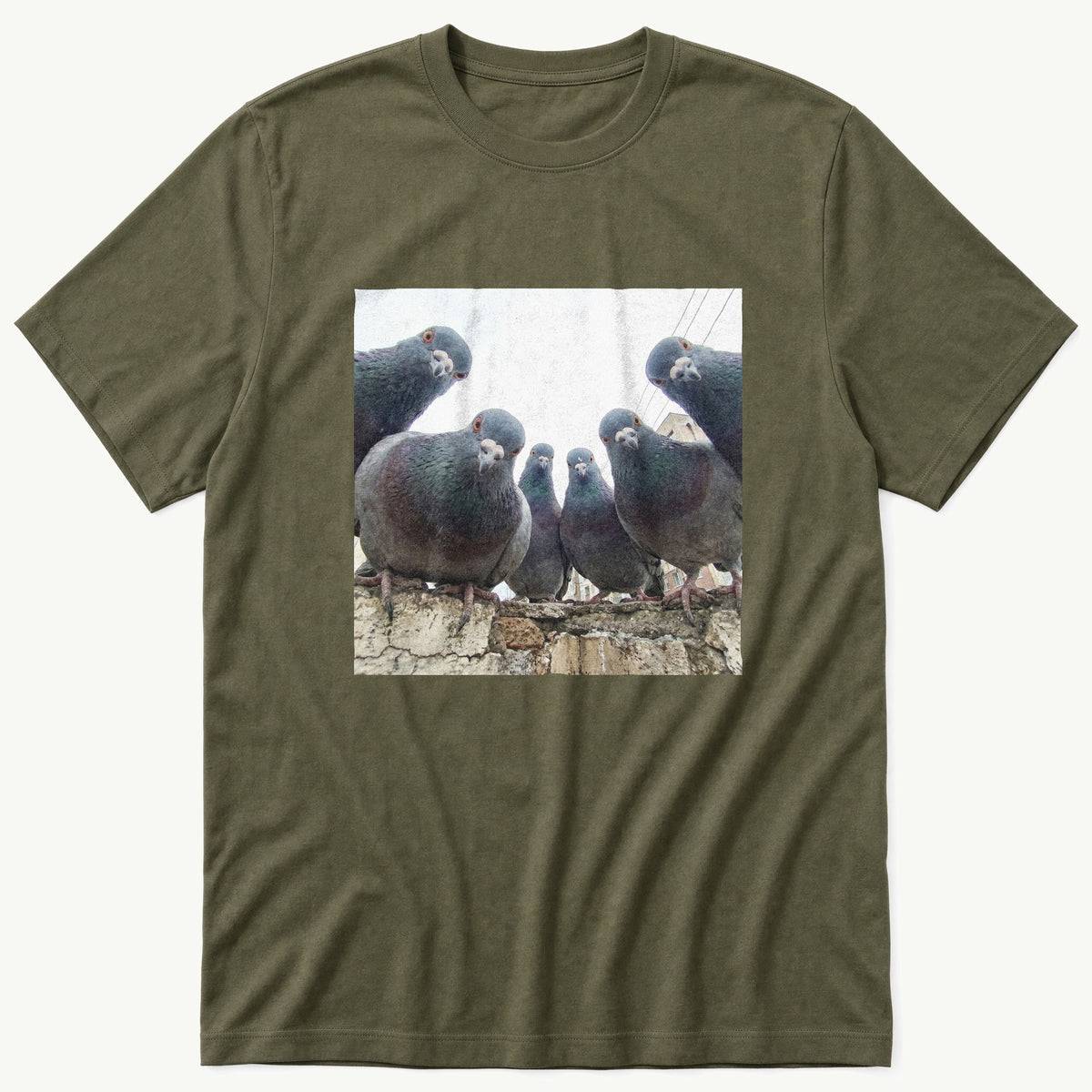 Flock Of Pigeons 3 — Olive T-Shirt
