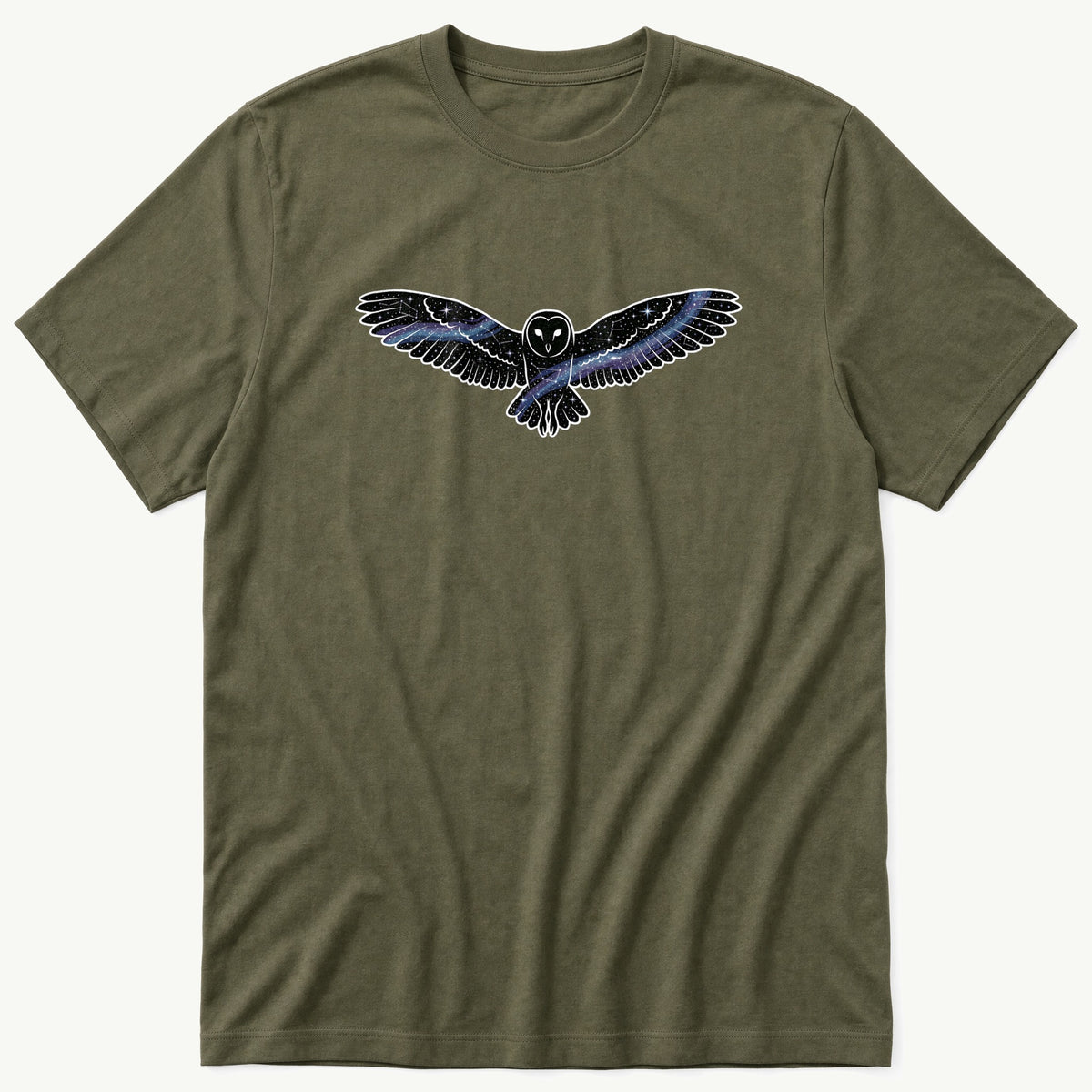 Galaxy owl — Olive T-Shirt