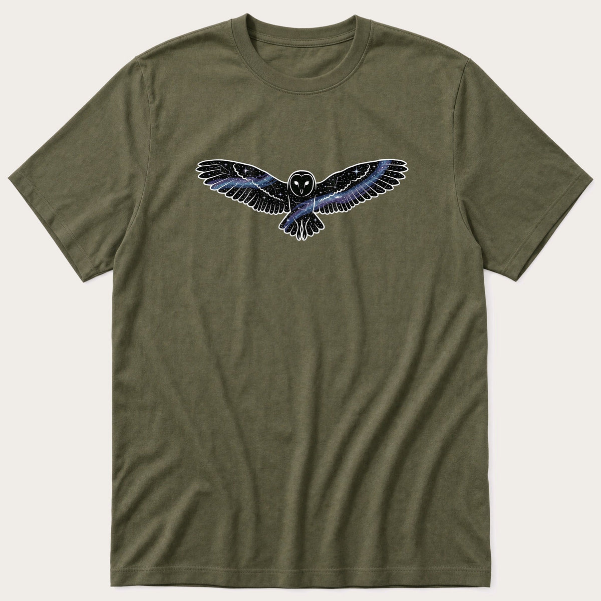 Galaxy owl — Olive T-Shirt
