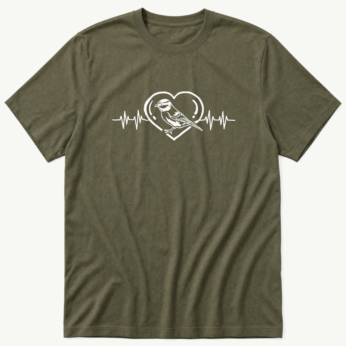Heartbeat Bird V2 — Olive T-Shirt